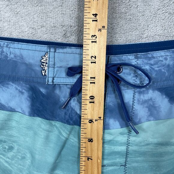 Salt Life SLX-QD Boardshorts Men 38 Blue Green Vapor Stretch Swimwear Drawstring - Picture 9 of 11